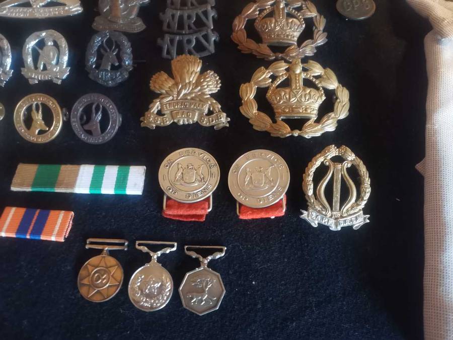 Various military badges, medals and insignia
