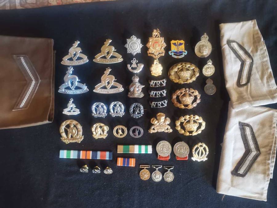 Various military badges, medals and insignia