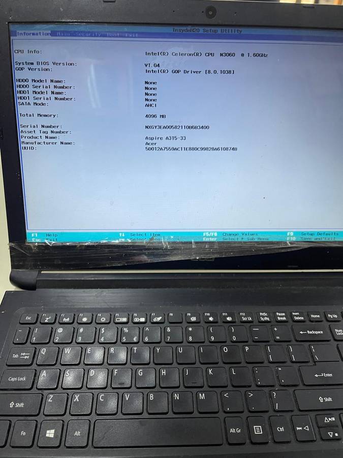 ACER ASPIRE A315-33 MOTHERBOARD  (INTEL CELERON N3060 @ 1.60GHz)