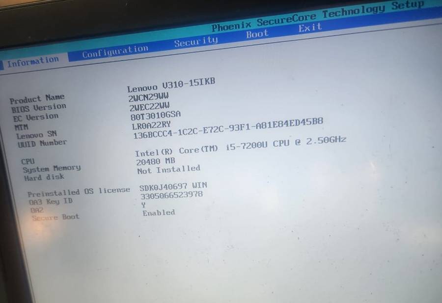 LENOVO IDEAPAD V310-15IKB MOTHERBOARD 4GB RAM ONBOARD (7th Gen Intel Core i5-7200U)