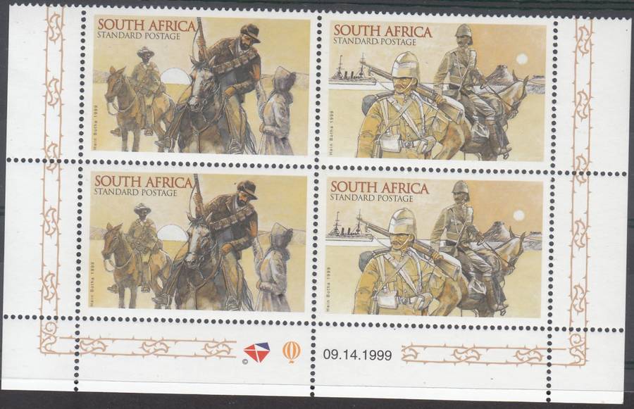 RSA 1999 COMMEMORATION OF ANGLO BOER WAS CONTROL BLOCK OF 4 MNH (SACC 1247-8)