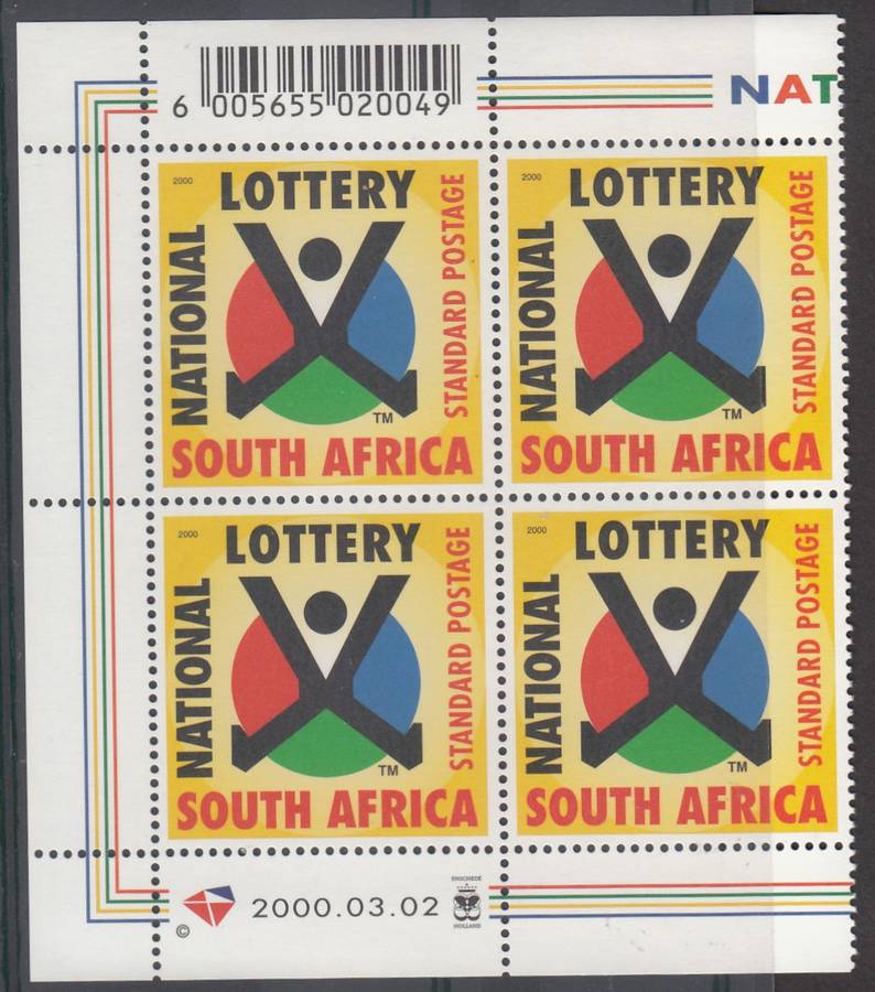 RSA 2000: NATIONAL LOTTERY CONTROL BLOCK OF 4 MNH (SACC 1252)