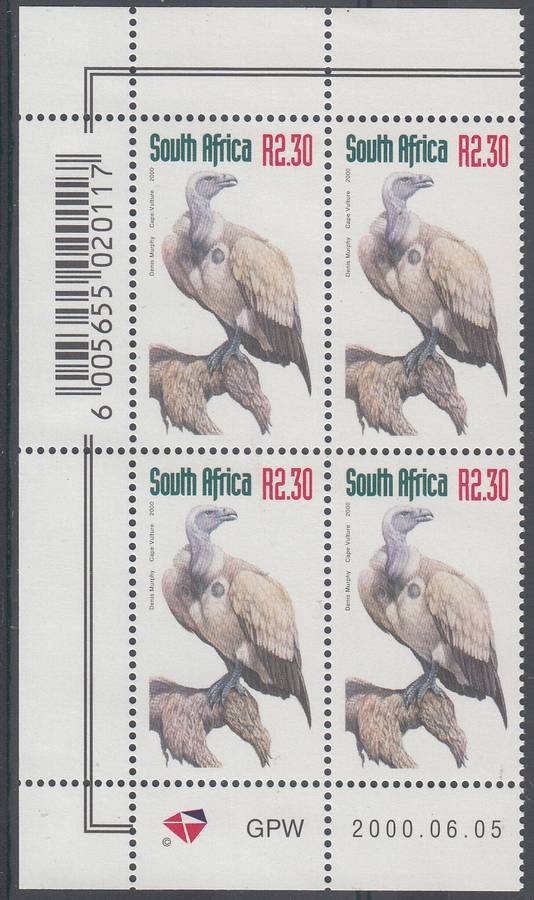 RSA 2000: 6th DEFINITIVE ISSUE R2.30 CONTROL BLOCK OF 4 MNH (SACC1257)