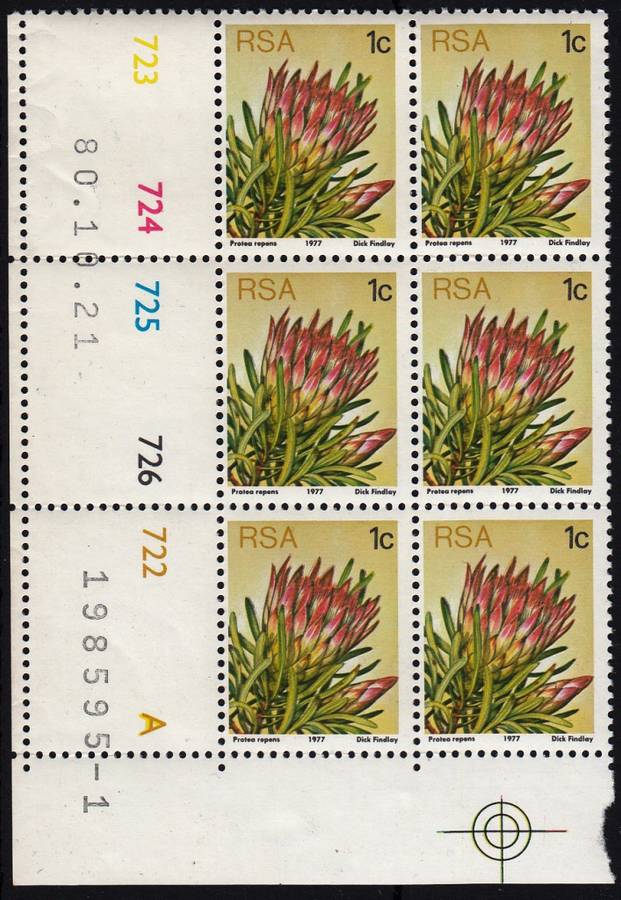 RSA 1980: 3rd DEFINITIVE ISSUE 1c CONTROL BLOCKS A+B MNH (SACC418)