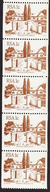 RSA 1982: 4th DEFINITIVE ISSUE 10c COIL STRIP OF 5 MNH (SACC 532)