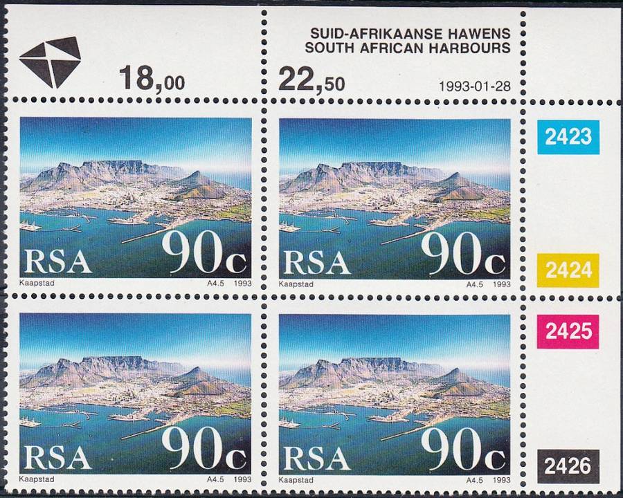 RSA 1993 SA HARBOURS FULL SET CONTROL BLOCKS MNH (SACC 790-794)