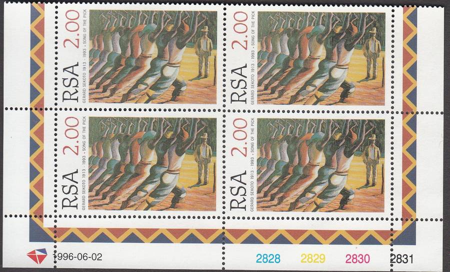 RSA 1996: ARTIST GERARD SEKOTO R2.00 CONTROL BLOCK MNH (SACC 950)