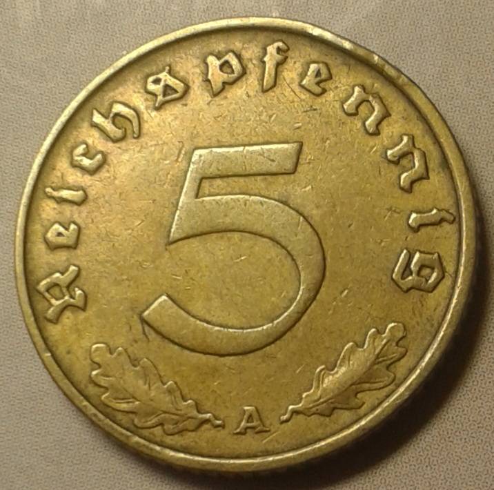 1938 A Germany 5 Reichspfennig (Third Reich).