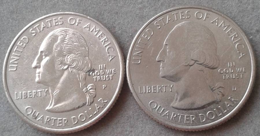 2004 & 2019 USA commemorative quarters
