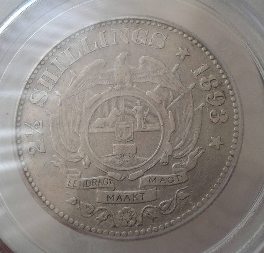 Scarce 1893 ZAR Kruger silver 2 1/2 Shillings PCGS VF35