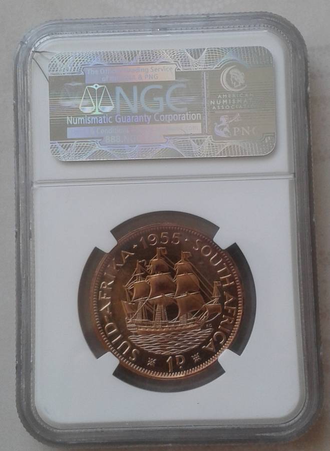 Nice 1955 union proof penny NGC PF65 RD (mintage: 2850)- Case cracked
