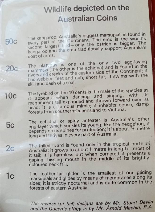 Nice 1980 Australia uncirculated set in red wallet (Wildlife on coins)