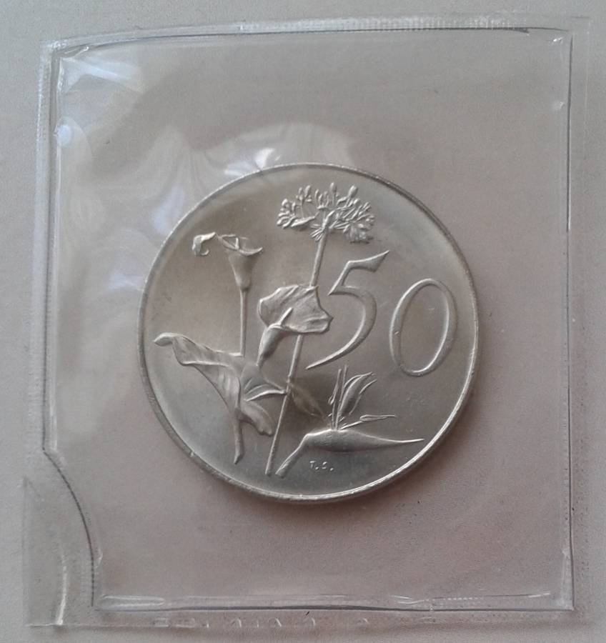 Uncirculated 1967 Afrikaans nickel 50c (low mintage)
