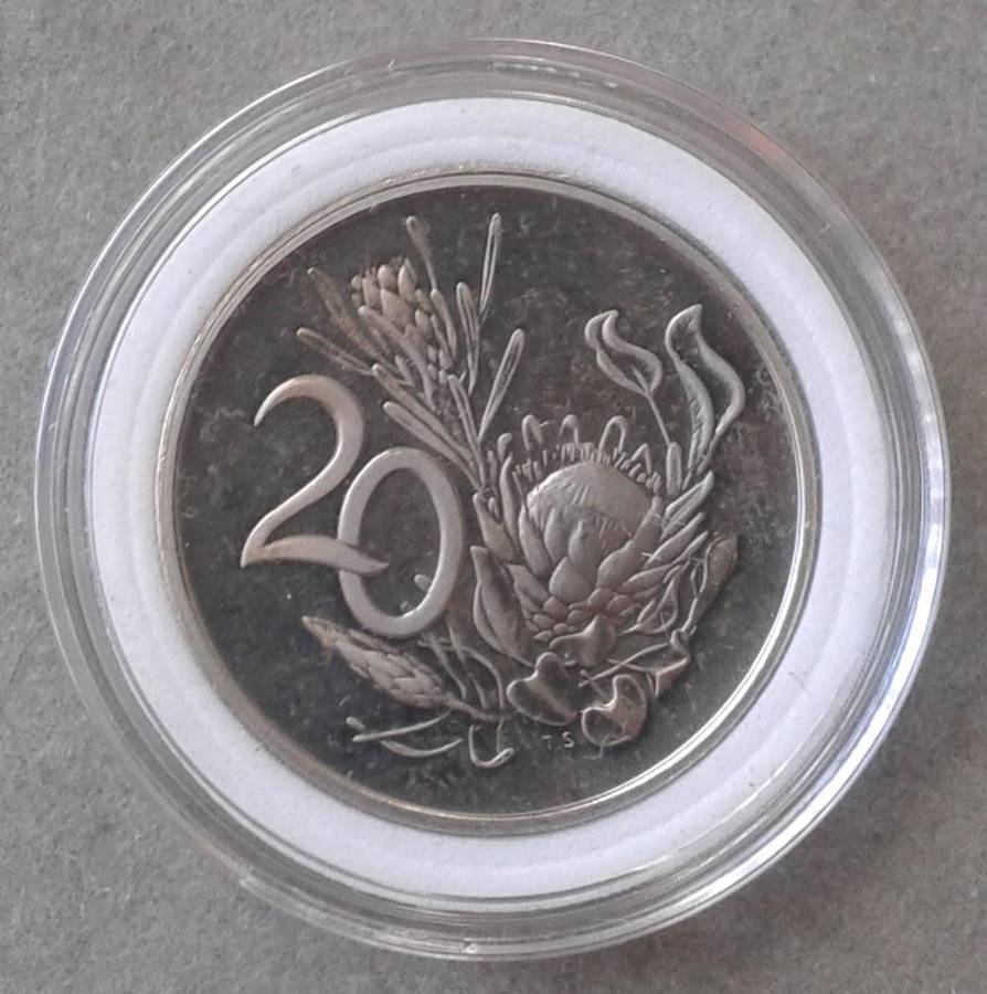 Encapsulated 1969 Afrikaans Republic proof 20c