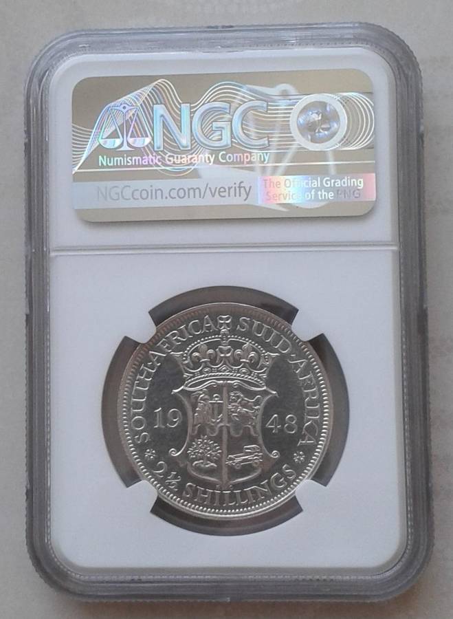 Scarcer 1948 union proof silver 2 1/2 Shillings NGC PF62 (mintage: 1120)