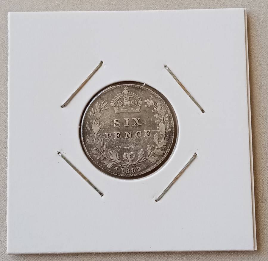 1897 British sterling silver sixpence