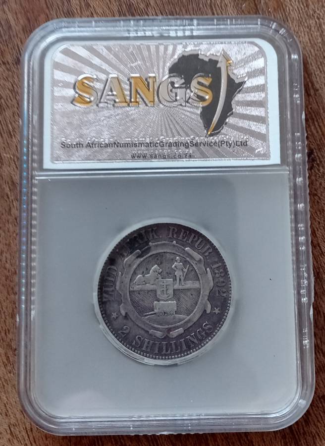 Scarce 1892 ZAR Kruger silver 2 Shillings SANGS VF20