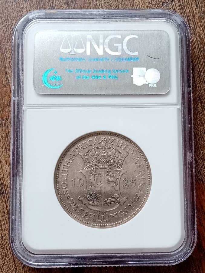 Scarcer 1925 union silver 2 1/2 Shillings NGC VF25