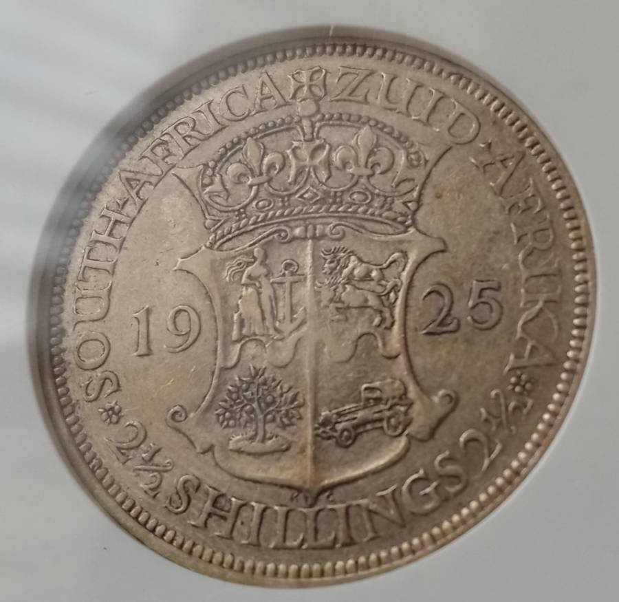 Scarcer 1925 union silver 2 1/2 Shillings NGC VF25