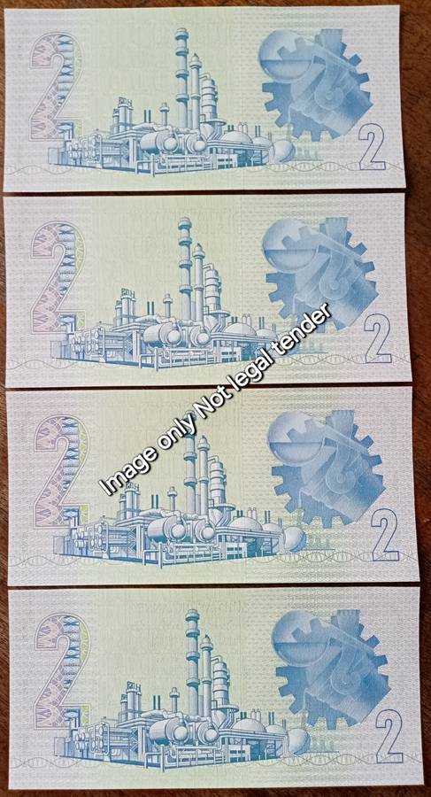 Lot of x4 GPC de Kock 1980s R2 notes in sequence (Uncirculated)