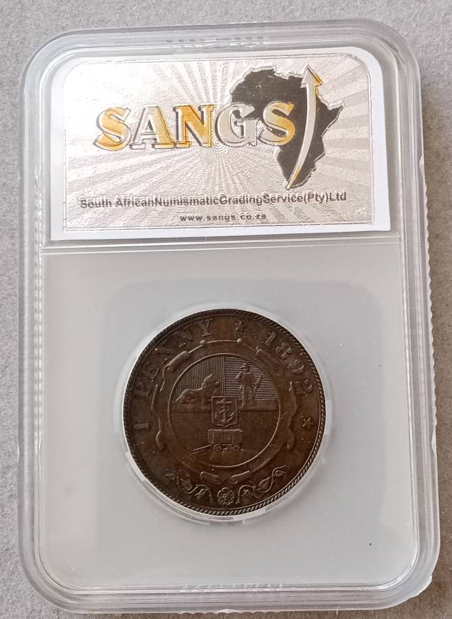 1892 ZAR Kruger Penny SANGS AU55 (High grade)