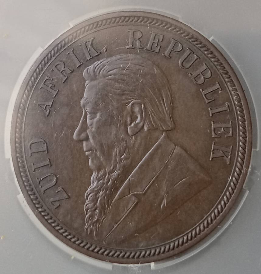 1892 ZAR Kruger Penny SANGS AU55 (High grade)