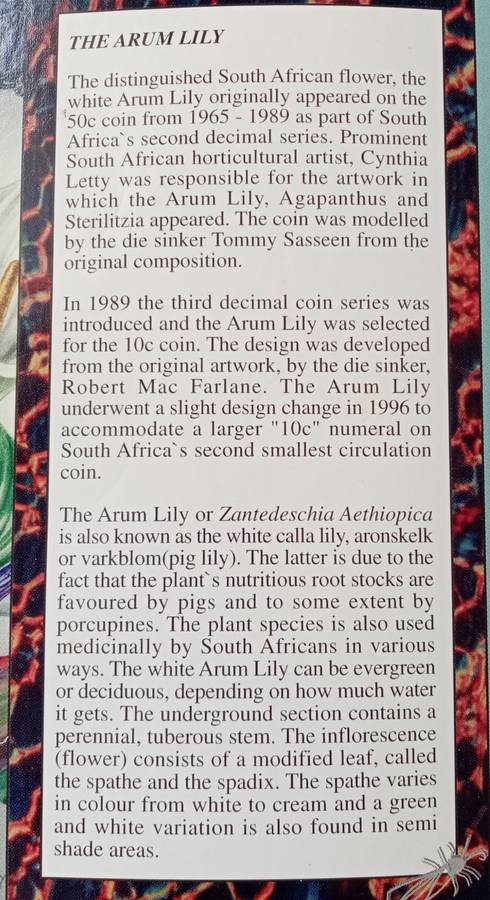 1997 Brilliant uncirculated Mint pack set (Arum Lily).