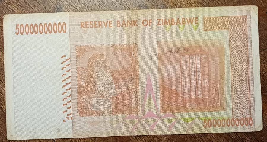 2008 Zimbabwe Fifty Billion dollars.