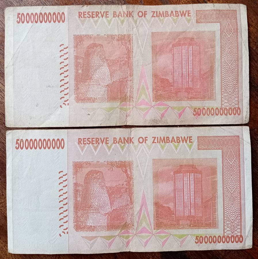 2008 Reserve Bank of Zimbabwe Fifty Billion dollars