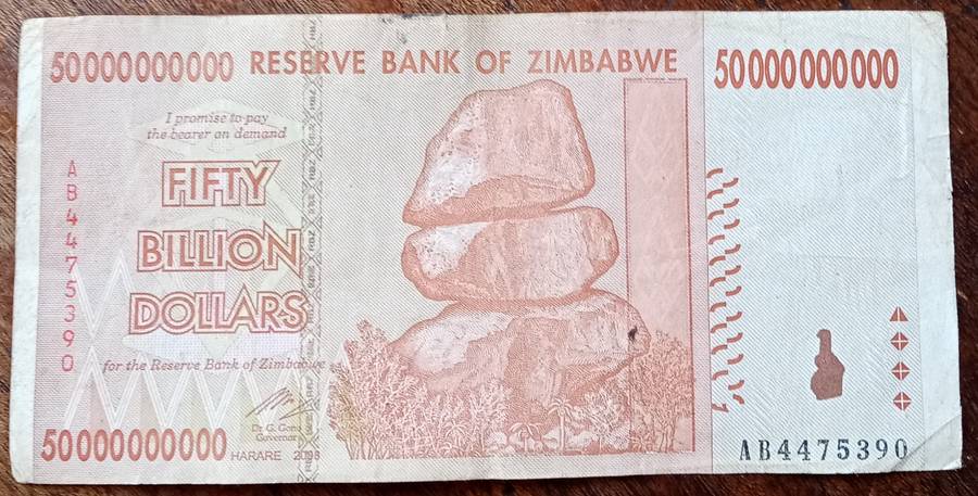 Zimbabwe 2008 Fifty Billion dollars
