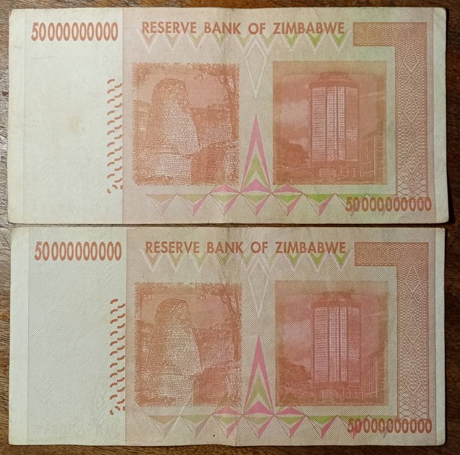 Zimbabwe 2008 Fifty Billion dollar notes.