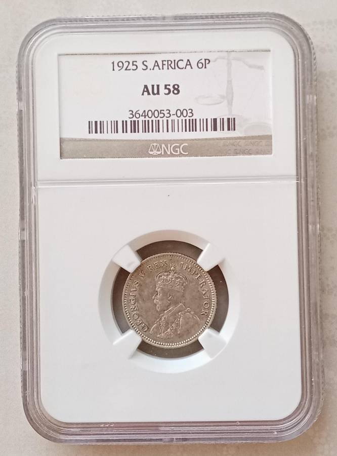 High grade 1925 union silver sixpence NGC AU58 (lower mintage)