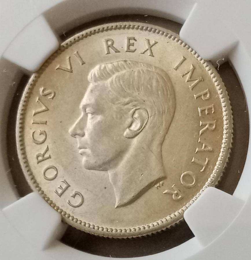 Nice 1939 union silver 2 Shillings NGC AU58 (Hills Collection)