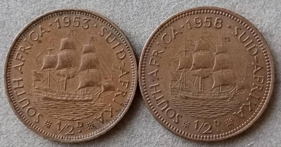 1953 and 1958 Union 1/2 Penny set