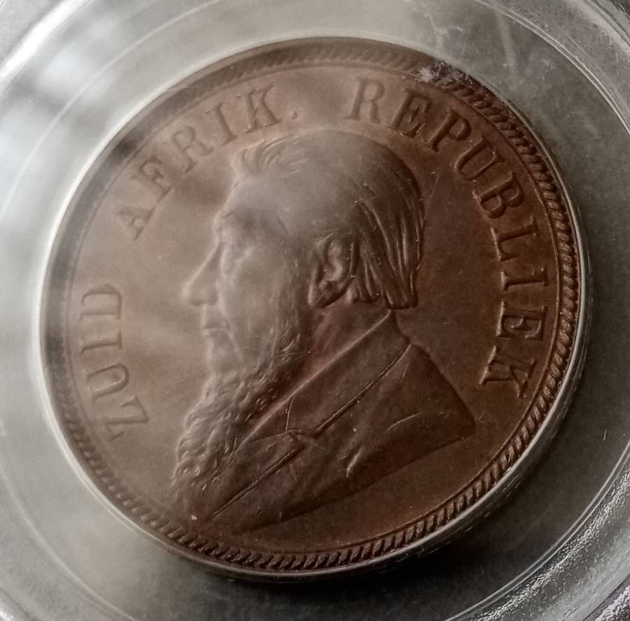 1898 ZAR Kruger penny PCGS MS63 BN