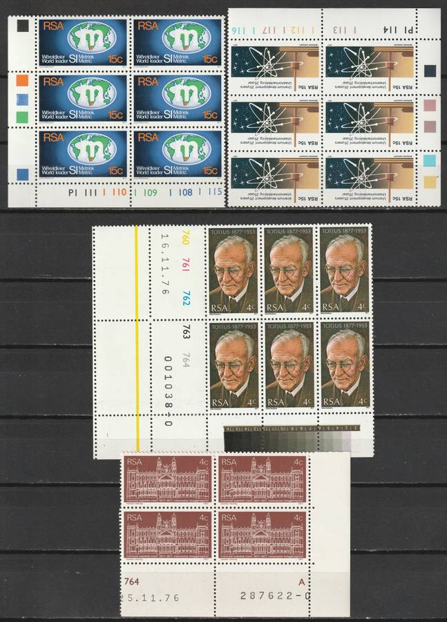 RSA - 1977  All commemorative issues in cylinder blocks of six  **MNH**