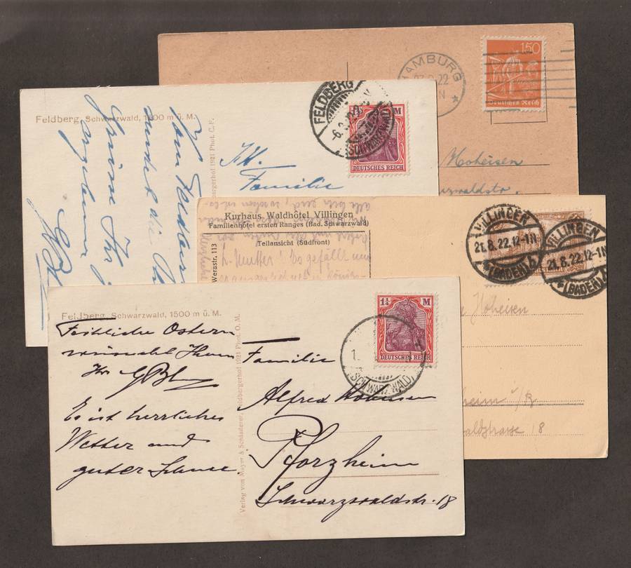BULKLOT -  Germany selection of postal history on Inflation Period postcards(4)