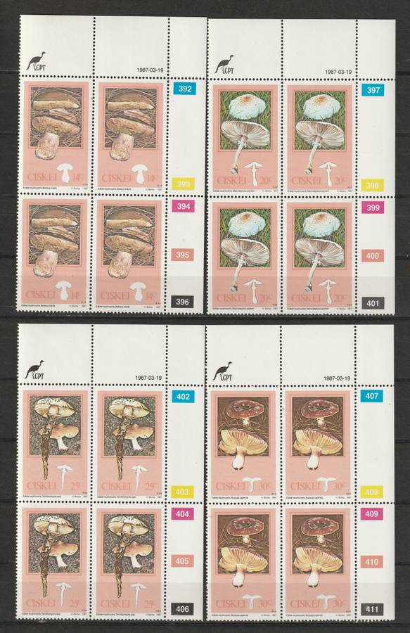 CISKEI -  1987  4 Complete sets in control blocks of 4 **MNH**