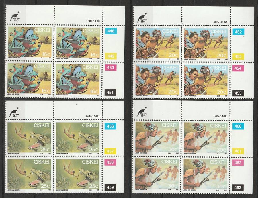 CISKEI -  1987  4 Complete sets in control blocks of 4 **MNH**