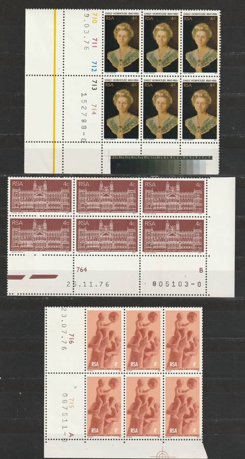 RSA - 1976/1977 issues  12 blocks of six and miniature sheet  **MNH**
