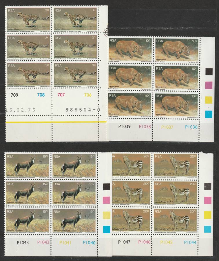 RSA - 1976/1977 issues  12 blocks of six and miniature sheet  **MNH**