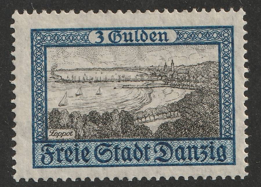 GERMANY - DANZIG  1924  City View Issue  3gld black and blue VF *LMM*