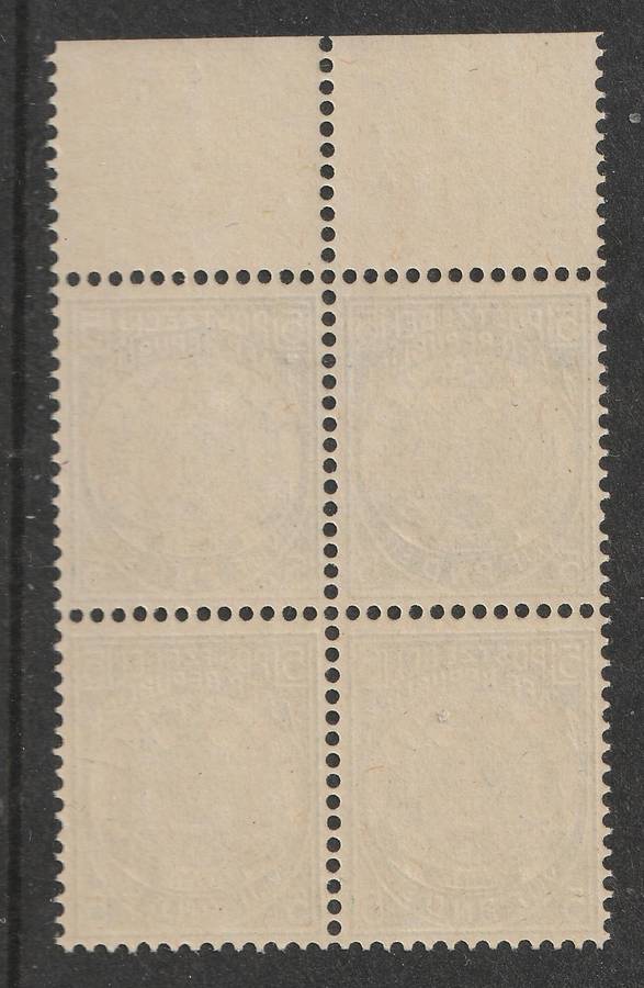 TRANSVAAL - 1885  5 Pounds green Top marginal block of four**MNH**  SACC 190 Reprint