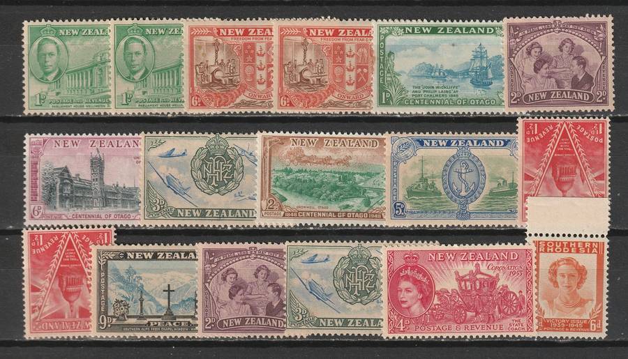 NEW ZEALAND - 1945/1953 issues. Part and Complete sets  *MM/MNH** (40 stamps)