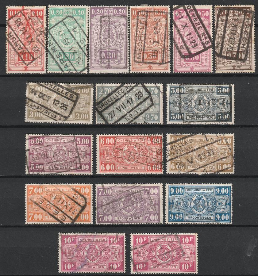 BELGIUM -  Railway Parcel Post Stamps Issues part sets VF USED