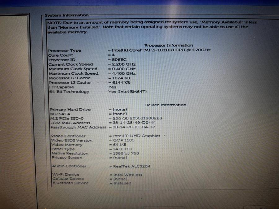 Dell Latitude 5410 - NEEDS WORK