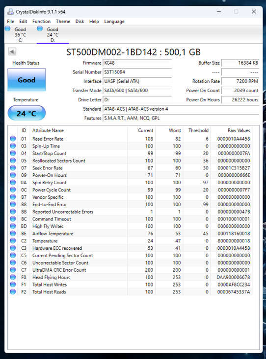 HDD - 500GB Seagate