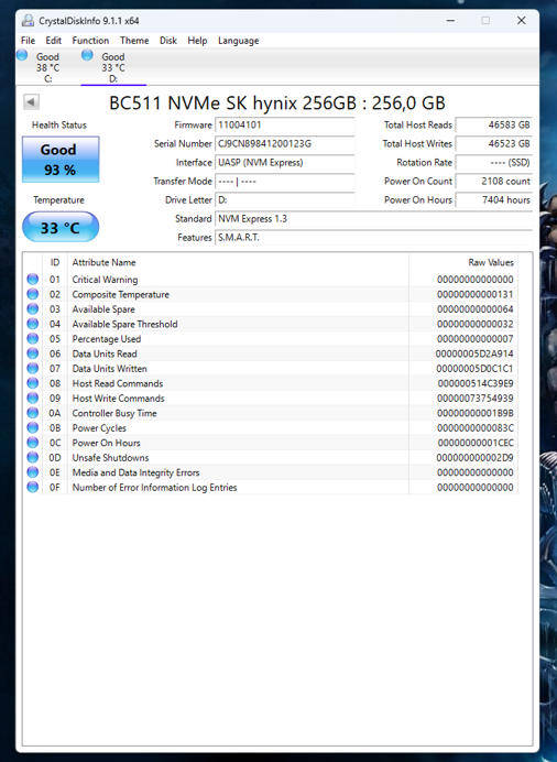 NVMe -256GB SK Hynix