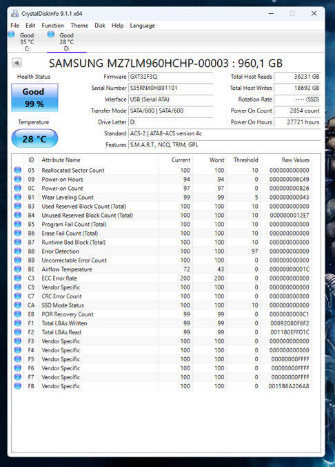 SSD - 960GB Samsung