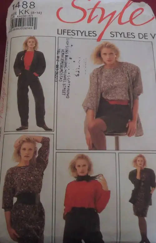 STYLE 1488 UNLINED JACKET-PULLOVER TOP-SKIRT-PANTS SIZE KK8-14 COMPLETE SEWING PATTERN